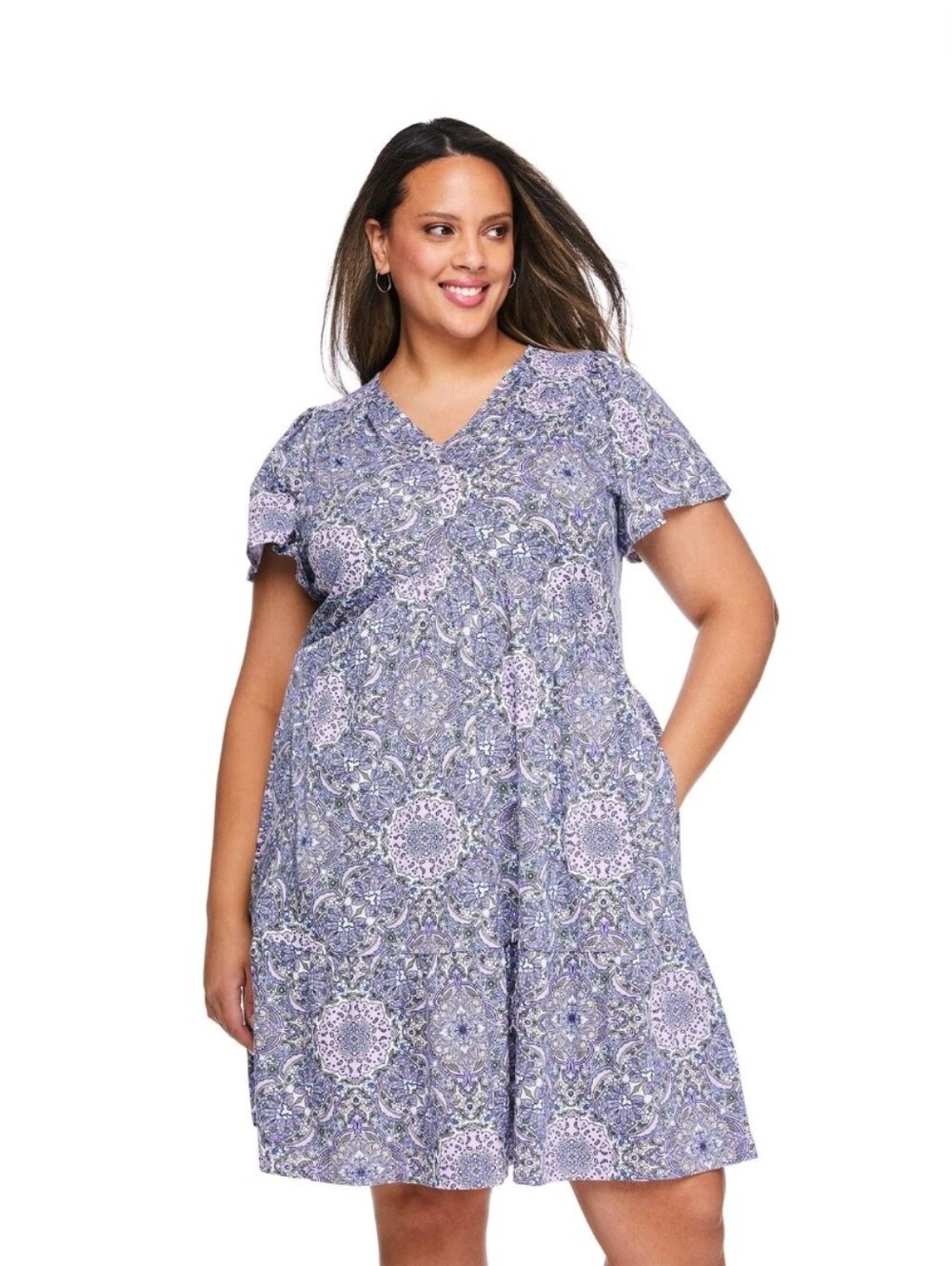 Lane Bryant Plus Size 6X Purple Paisley Tiered Dress – NWT